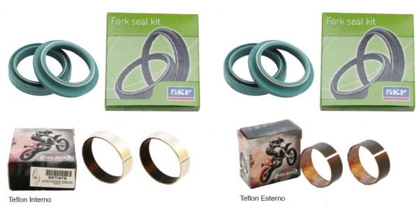 Kit revisione forcella anteriore completo SKF-INNTECK (kit per entrambi gli steli) per KABAYA stelo 43mm montata su Kawasaki KX 125/250 91-95/KDX 200 R/SR 97-05/KDX 250 R/SR 91-05/KLX 250 06-16/KLX 250 R 93-14/KLZ 300 R 97-07/KX 500 91-96/KLX 650 93-96