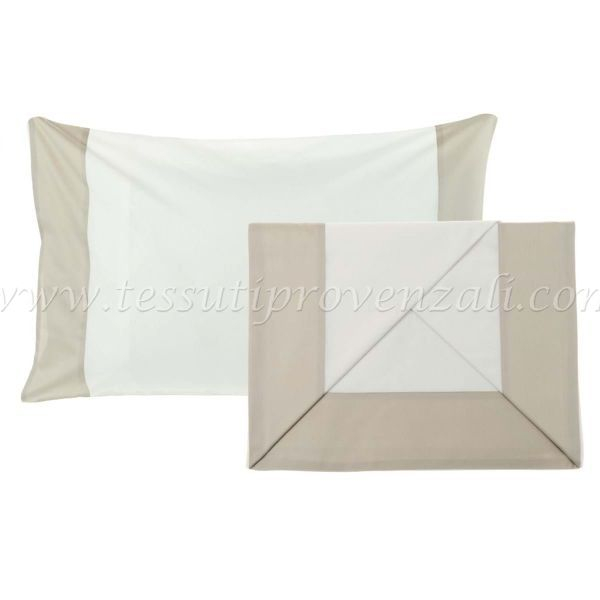 Blanc Mariclo’ completo lenzuola matrimoniale con bordo raso beige