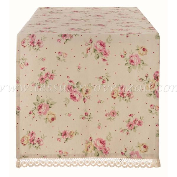 Blanc Mariclò runner / striscia centrotavola serie Desdemona shabby chic
