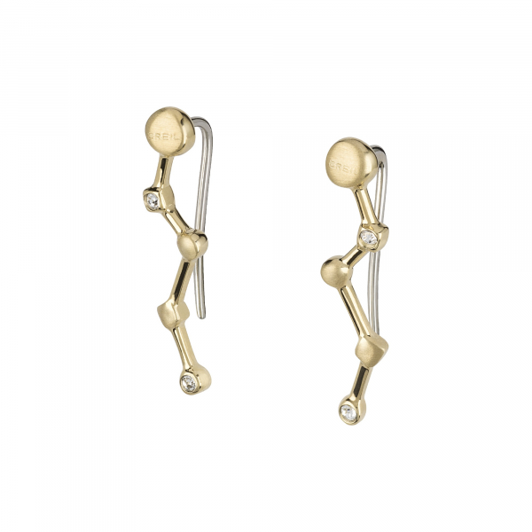 ZODIAC ORECCHINI IN ACCIAIO LUCIDO ELEMENTO IP LIGHT GOLD E CRISTALLI BIANCHI.