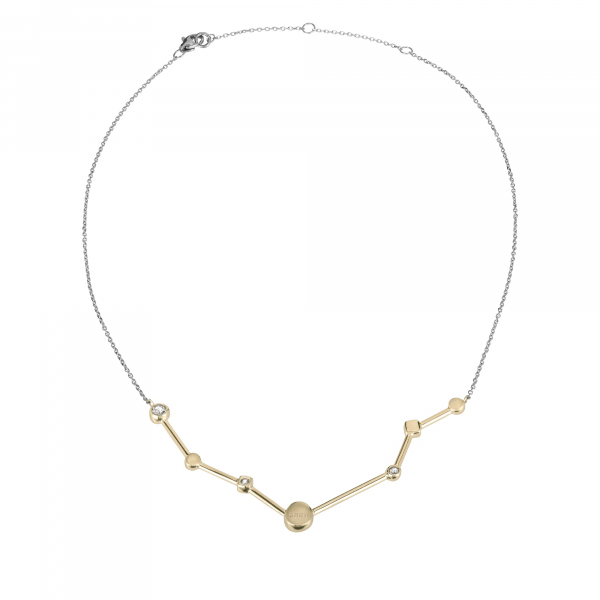 ZODIAC COLLANA IN ACCIAIO LUCIDO ED ELEMENTO CENTRALE IP LIGHT GOLD CON CRISTALLI BIANCHI.